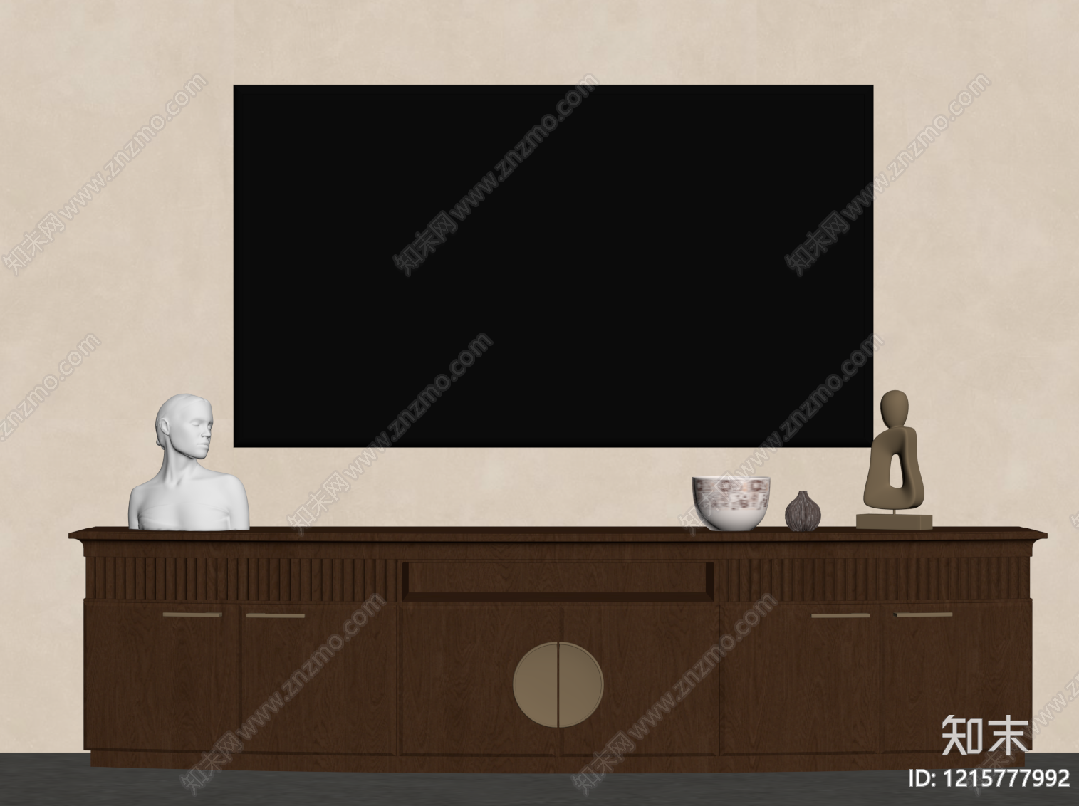 新中式电视柜SU模型下载【ID:1215777992】
