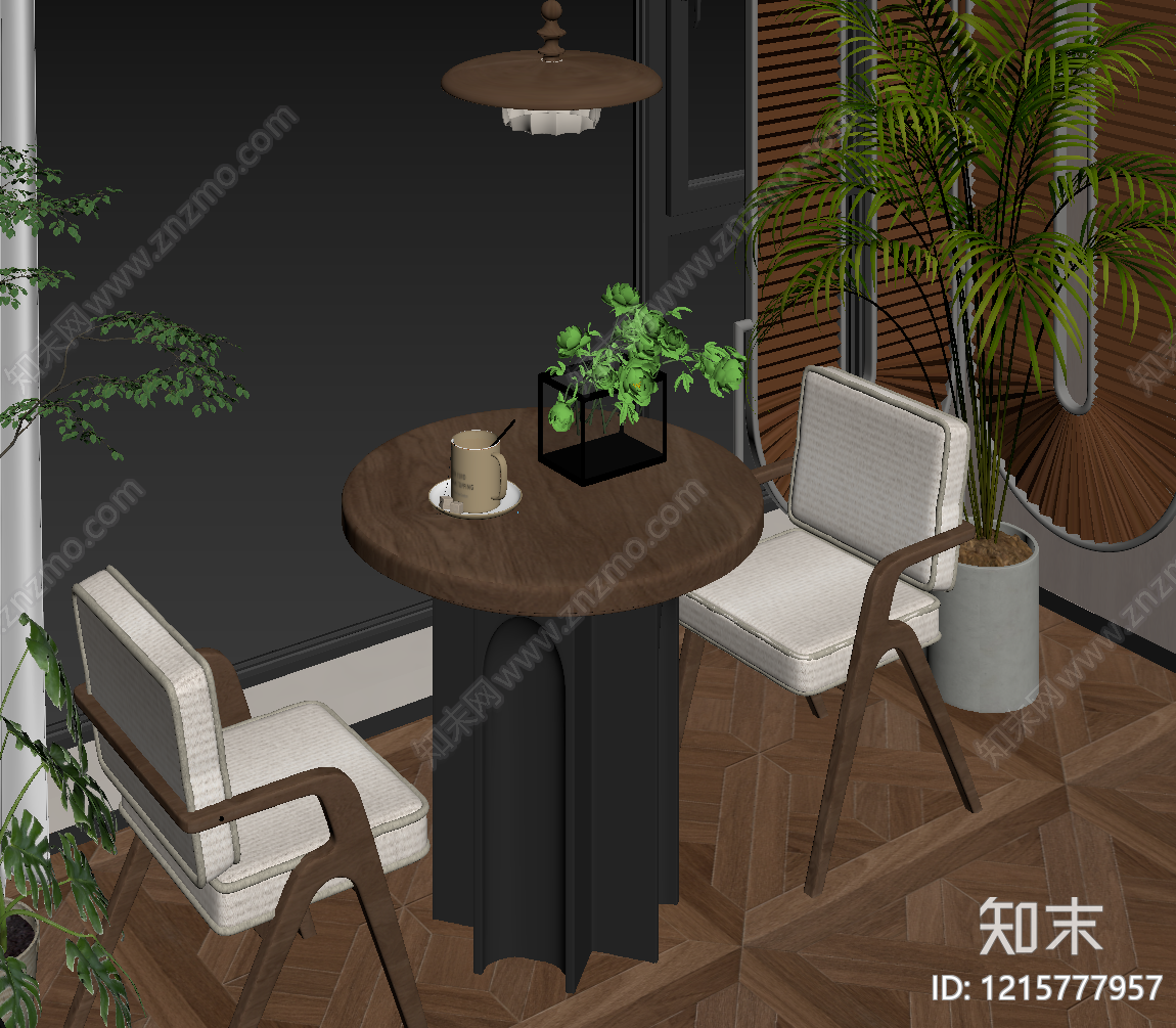 中古风家居阳台SU模型下载【ID:1215777957】