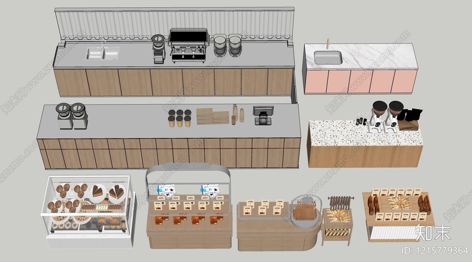 现代食品展台SU模型下载【ID:1215779364】