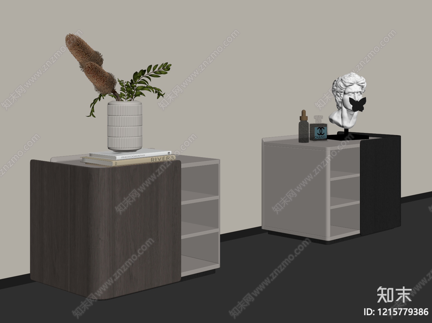 现代简约床头柜SU模型下载【ID:1215779386】