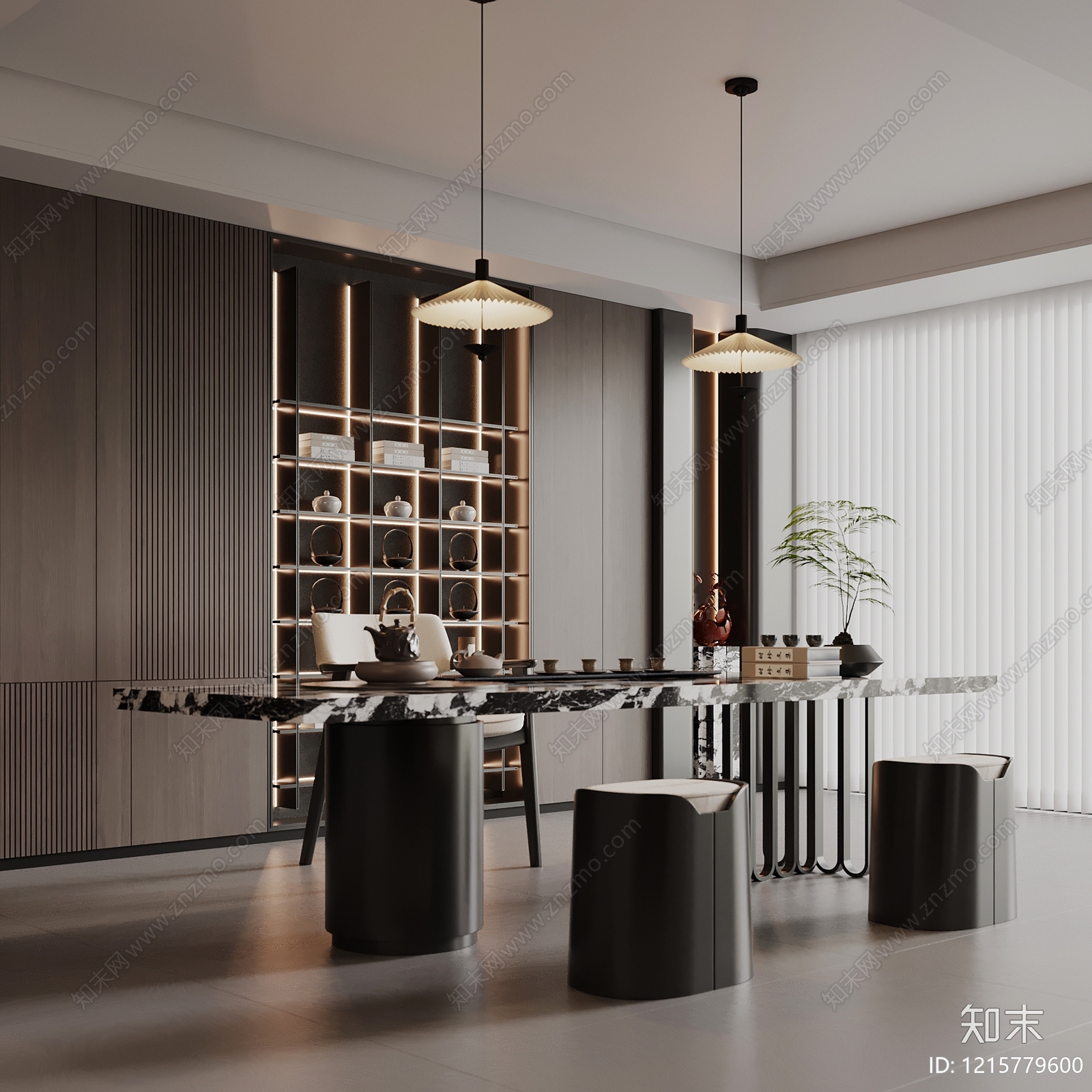 新中式茶室3D模型下载【ID:1215779600】