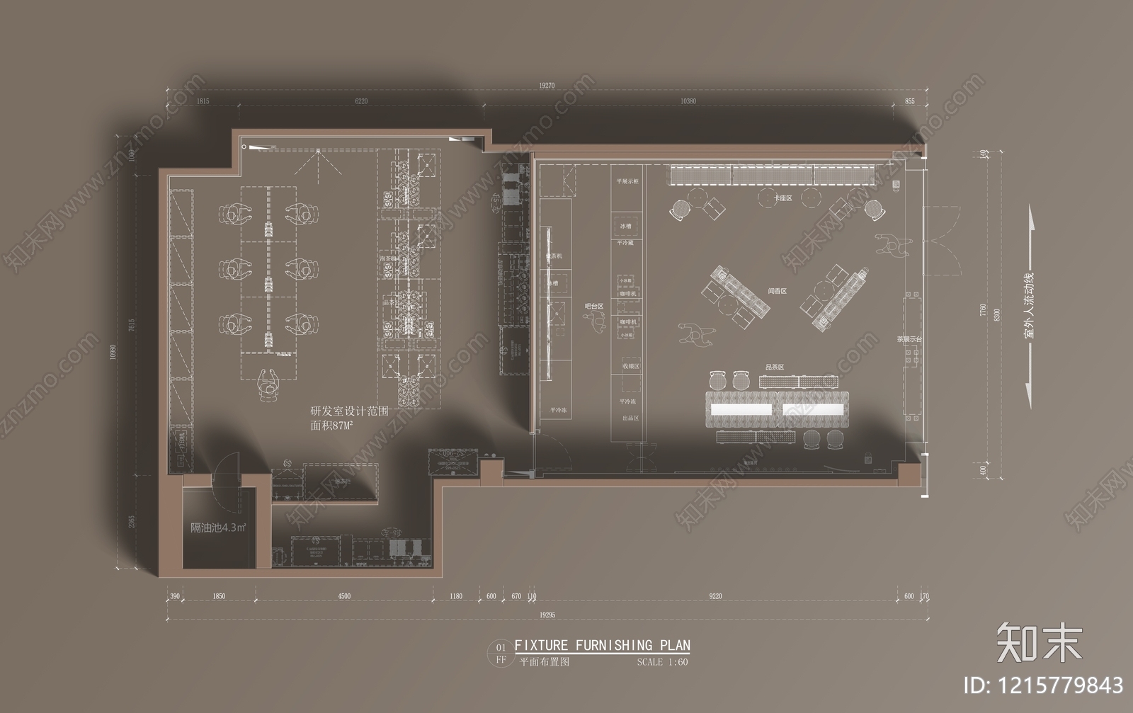 现代西餐厅施工图下载【ID:1215779843】