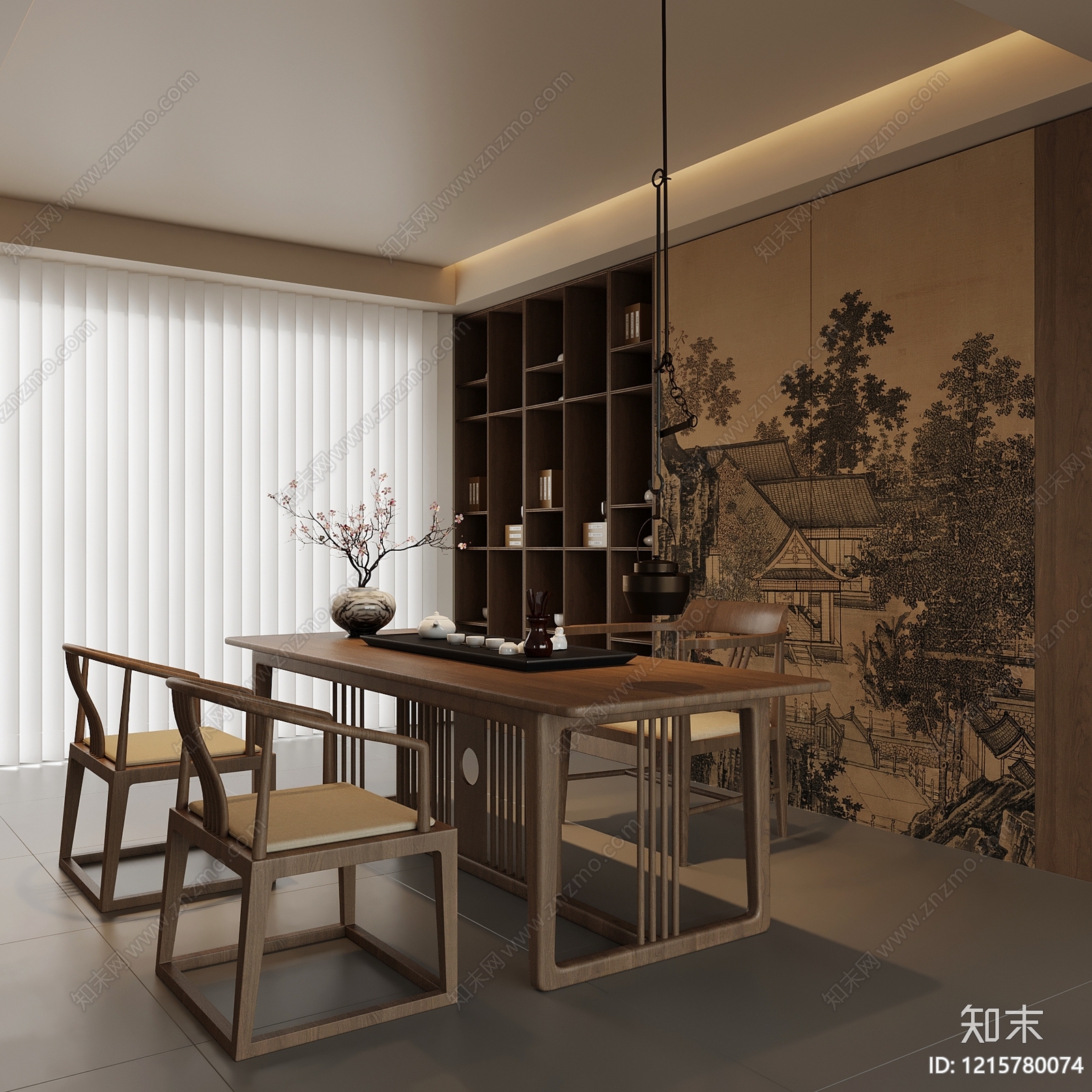 新中式茶室3D模型下载【ID:1215780074】