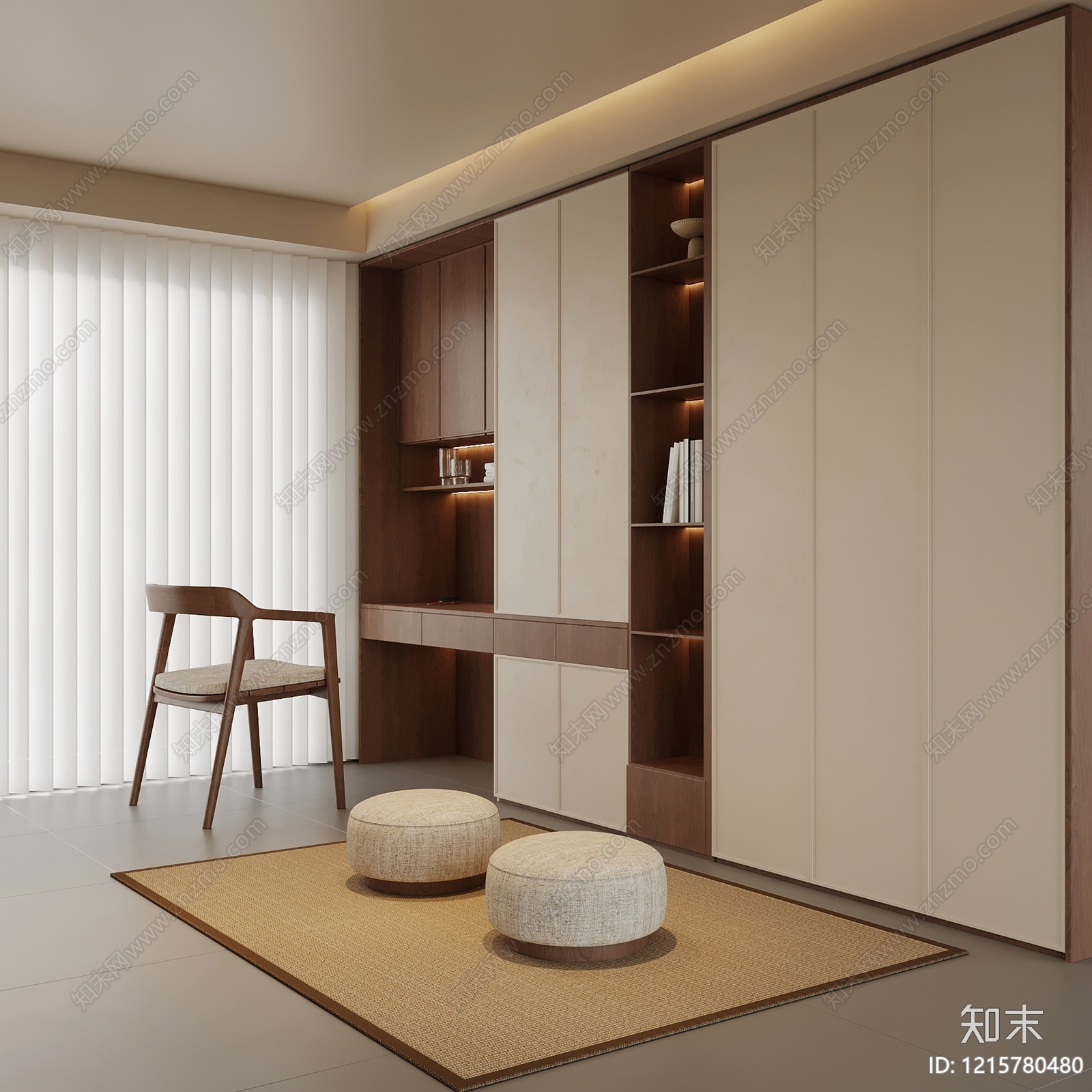 新中式衣帽间3D模型下载【ID:1215780480】
