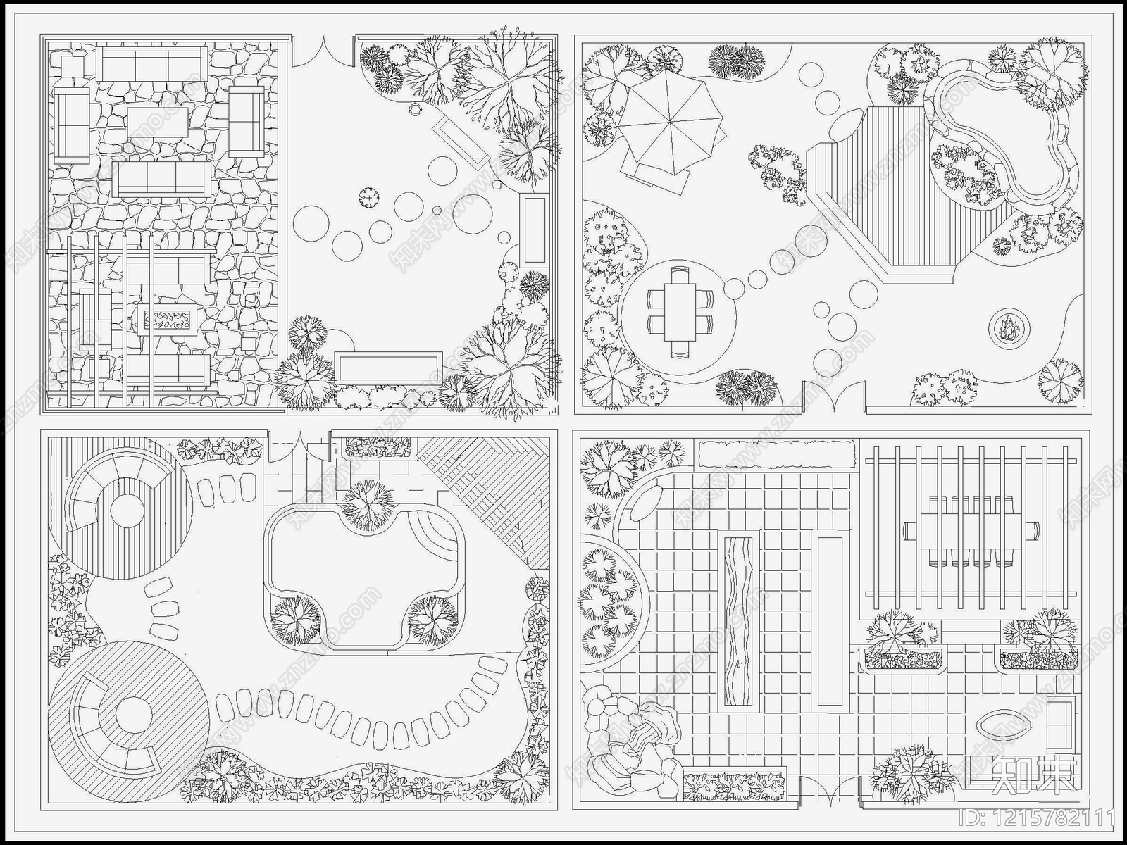 现代新中式屋顶花园施工图下载【ID:1215782111】