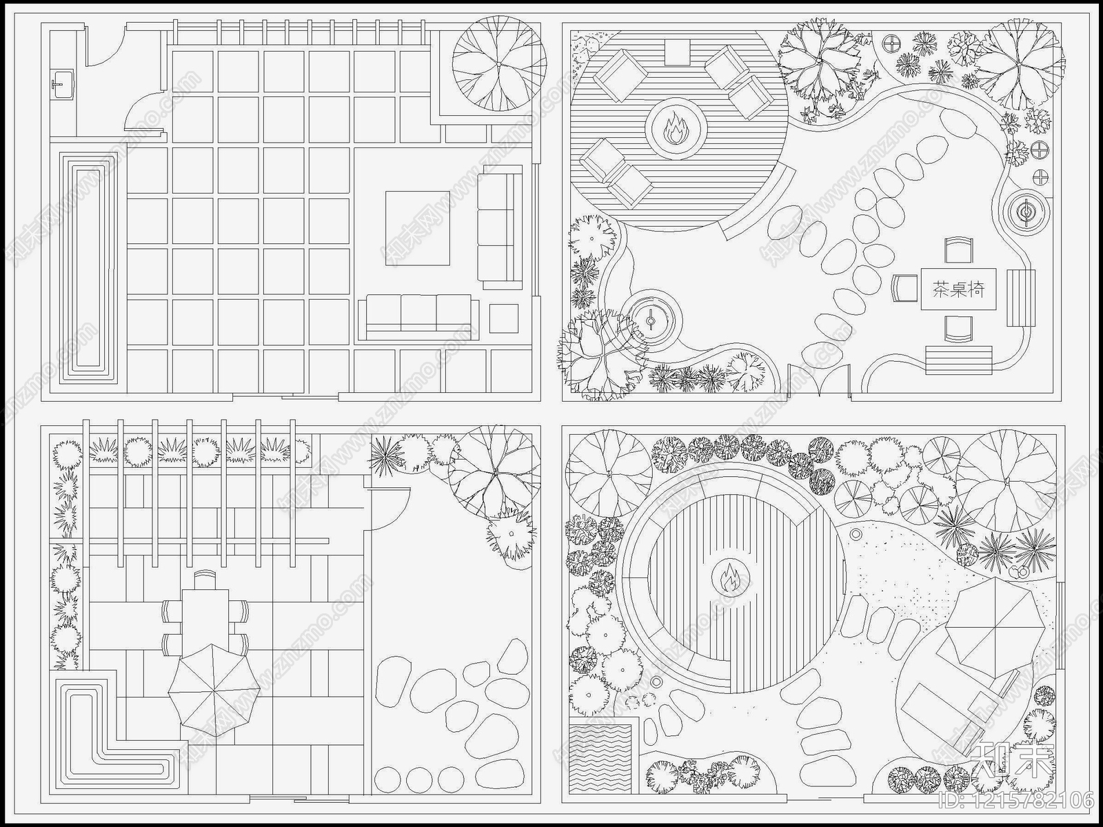现代法式庭院施工图下载【ID:1215782106】