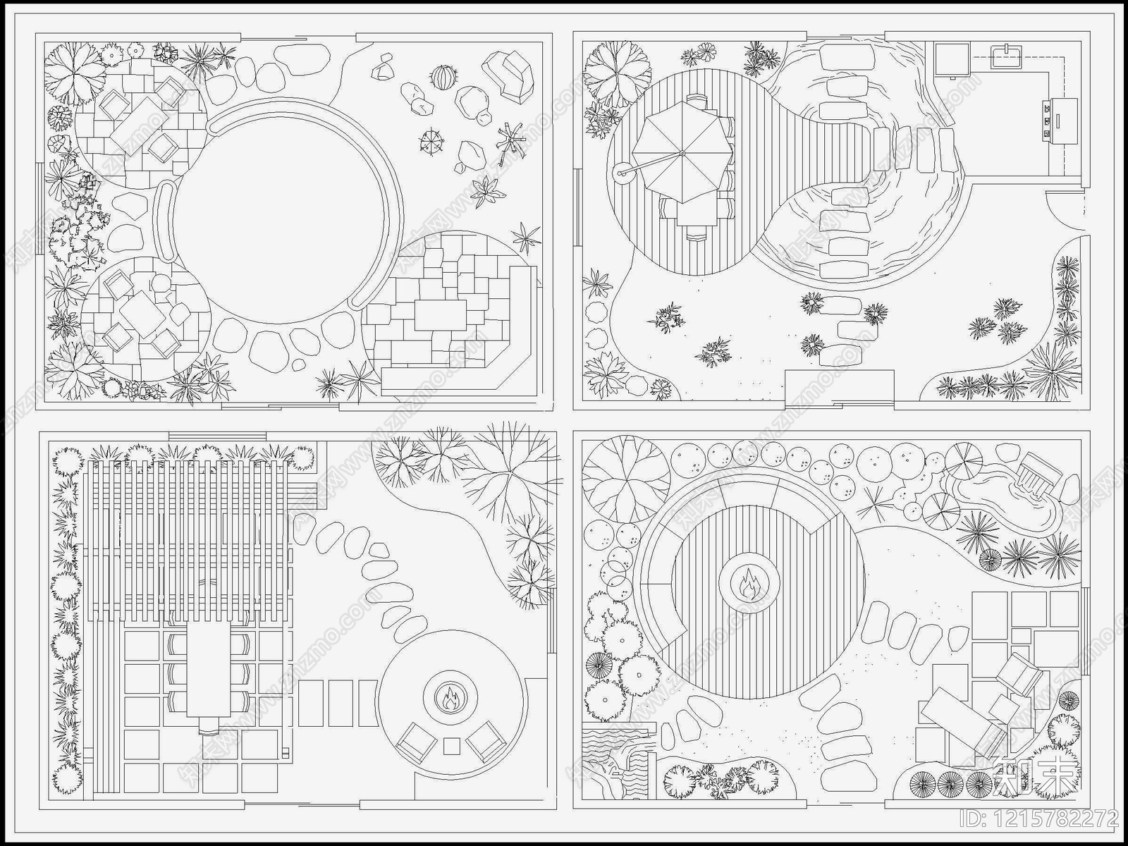 现代新中式综合景观图库施工图下载【ID:1215782272】