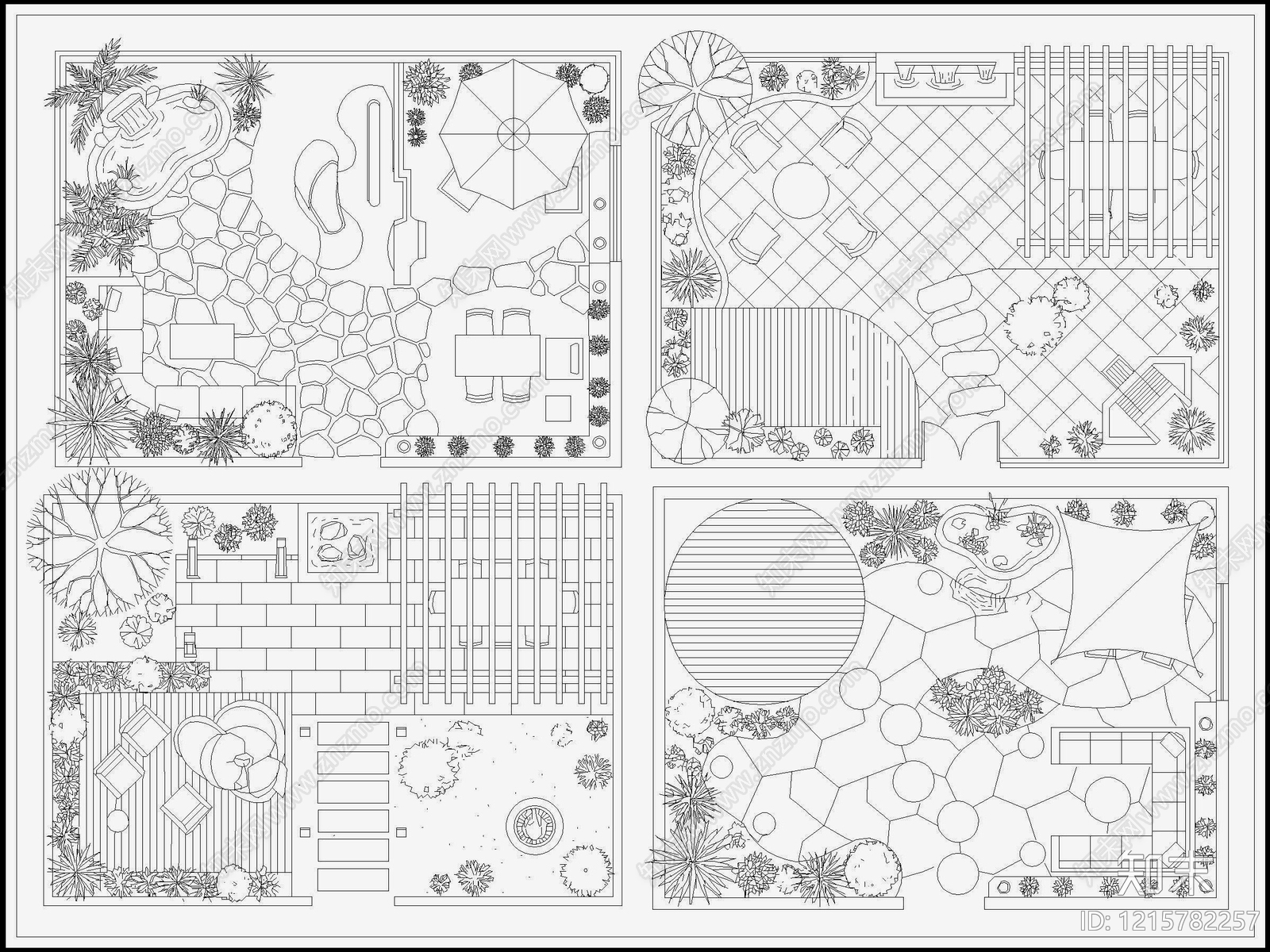现代新中式综合景观图库施工图下载【ID:1215782257】
