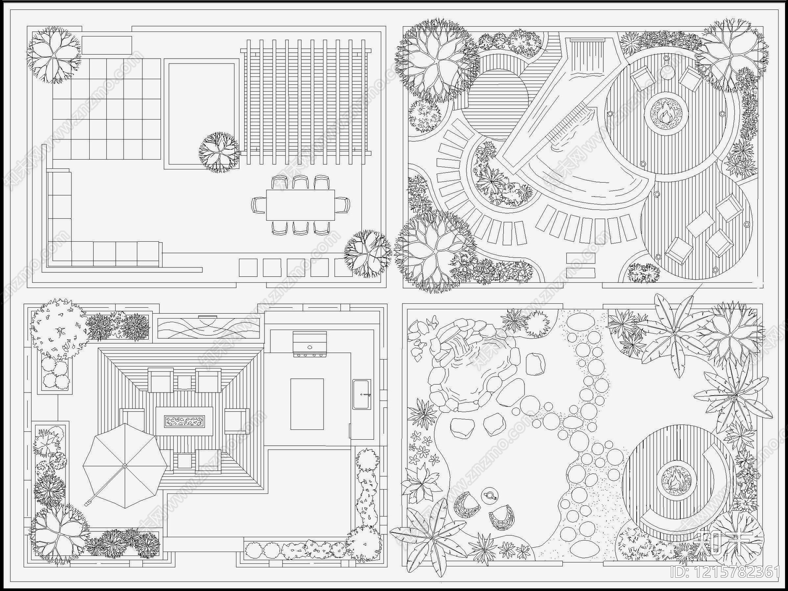 现代欧式庭院施工图下载【ID:1215782361】