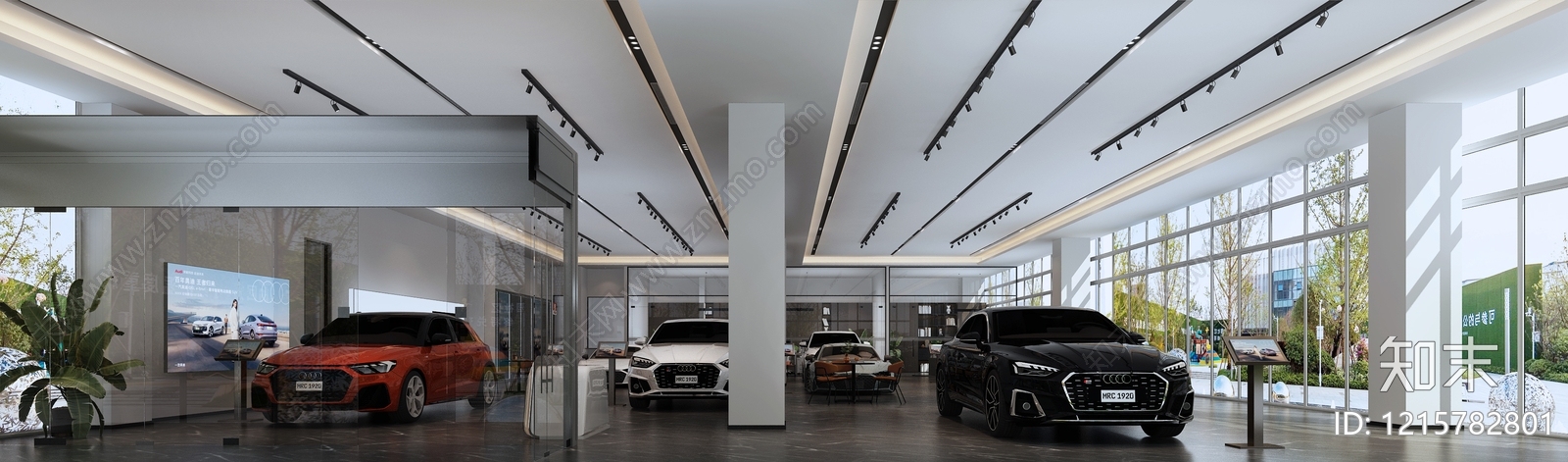 现代简约汽车展厅3D模型下载【ID:1215782801】