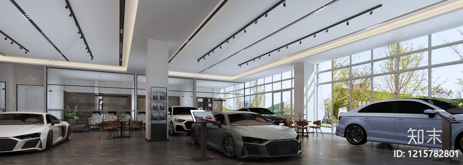 现代简约汽车展厅3D模型下载【ID:1215782801】