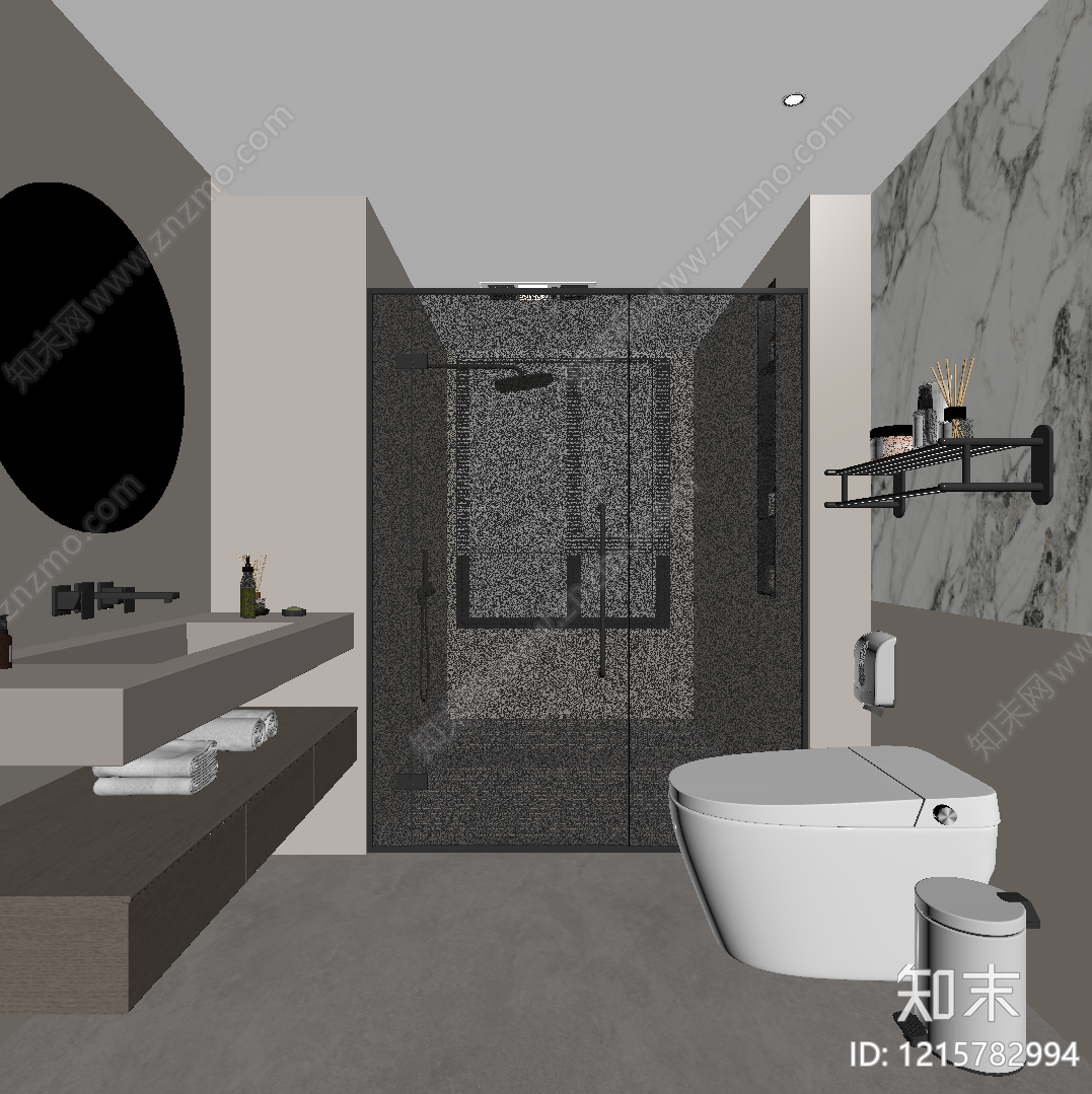 现代简约浴室柜SU模型下载【ID:1215782994】