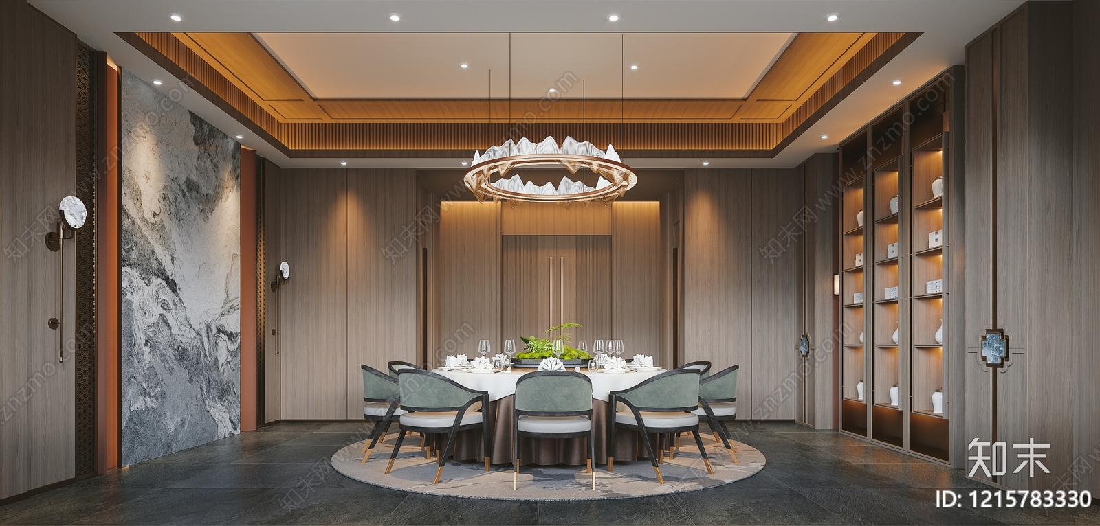 新中式中餐厅3D模型下载【ID:1215783330】