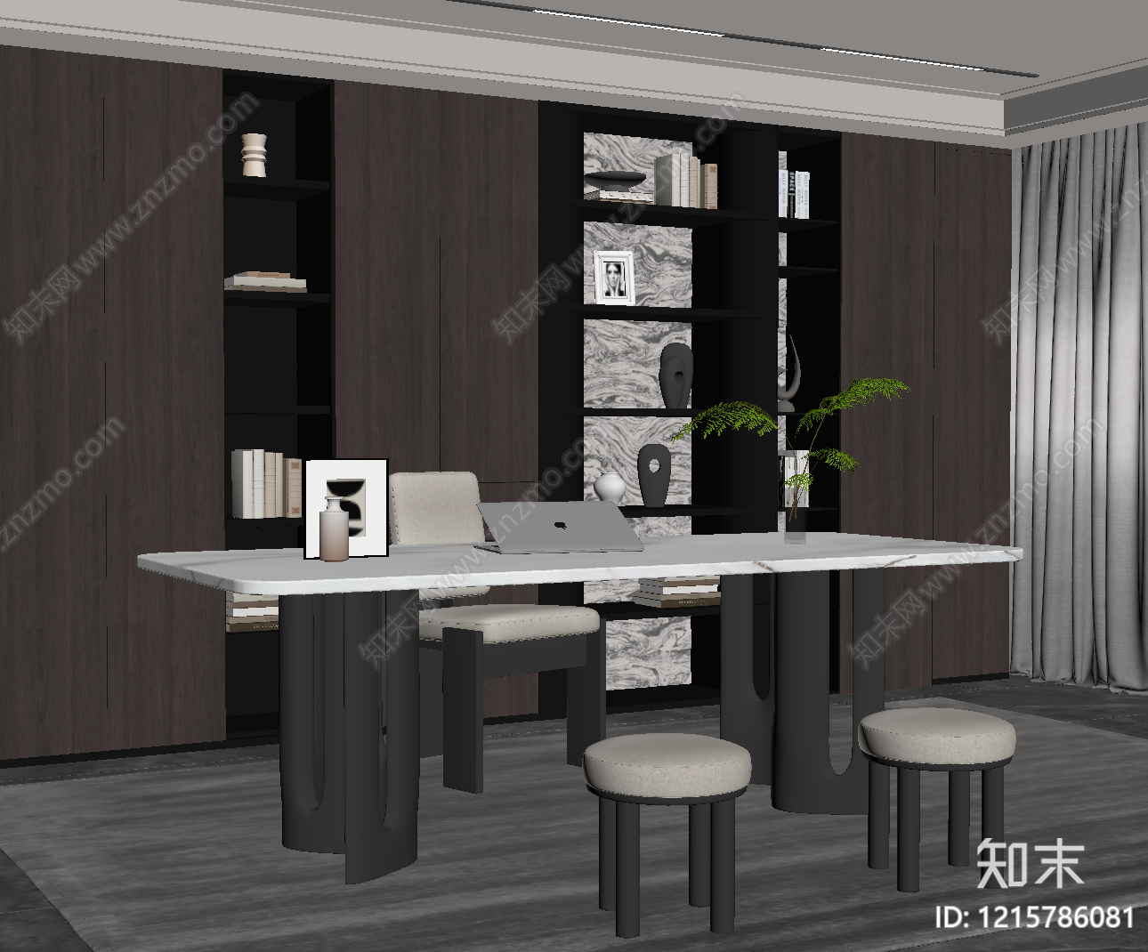 现代简约书房SU模型下载【ID:1215786081】