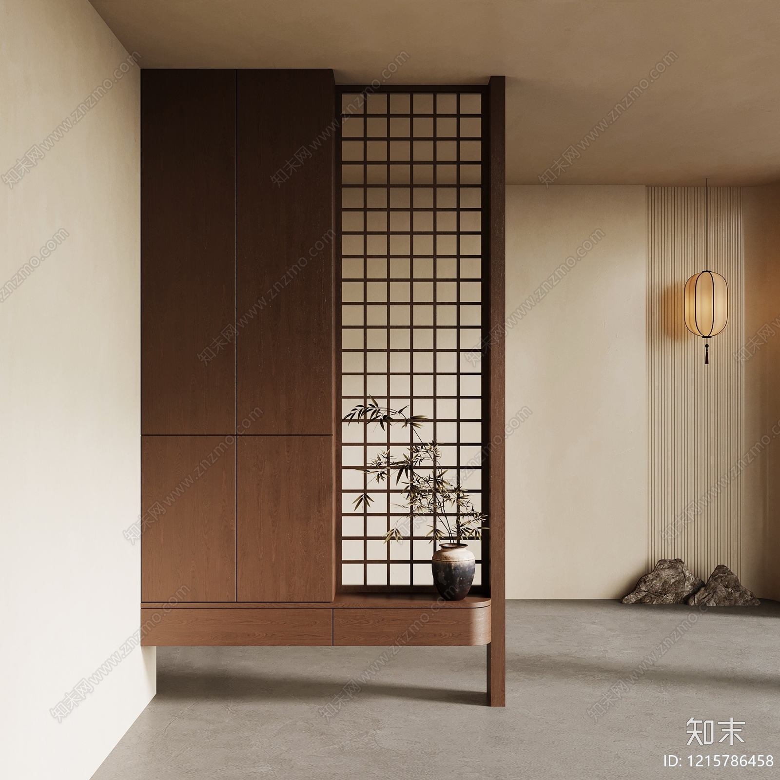 新中式玄关3D模型下载【ID:1215786458】