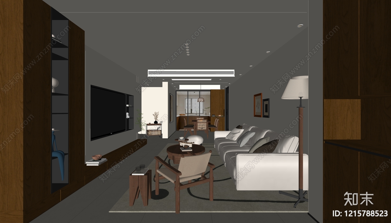 现代家居客厅SU模型下载【ID:1215788523】