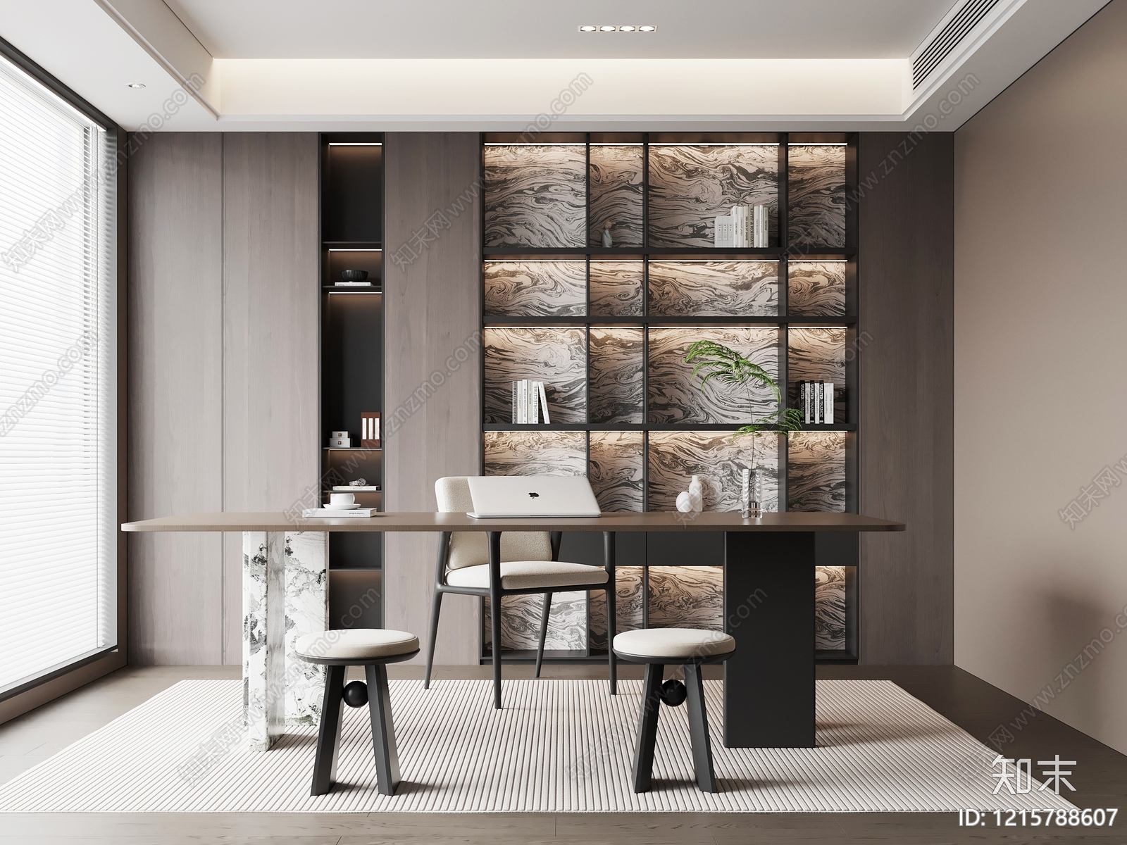 现代简约书房3D模型下载【ID:1215788607】