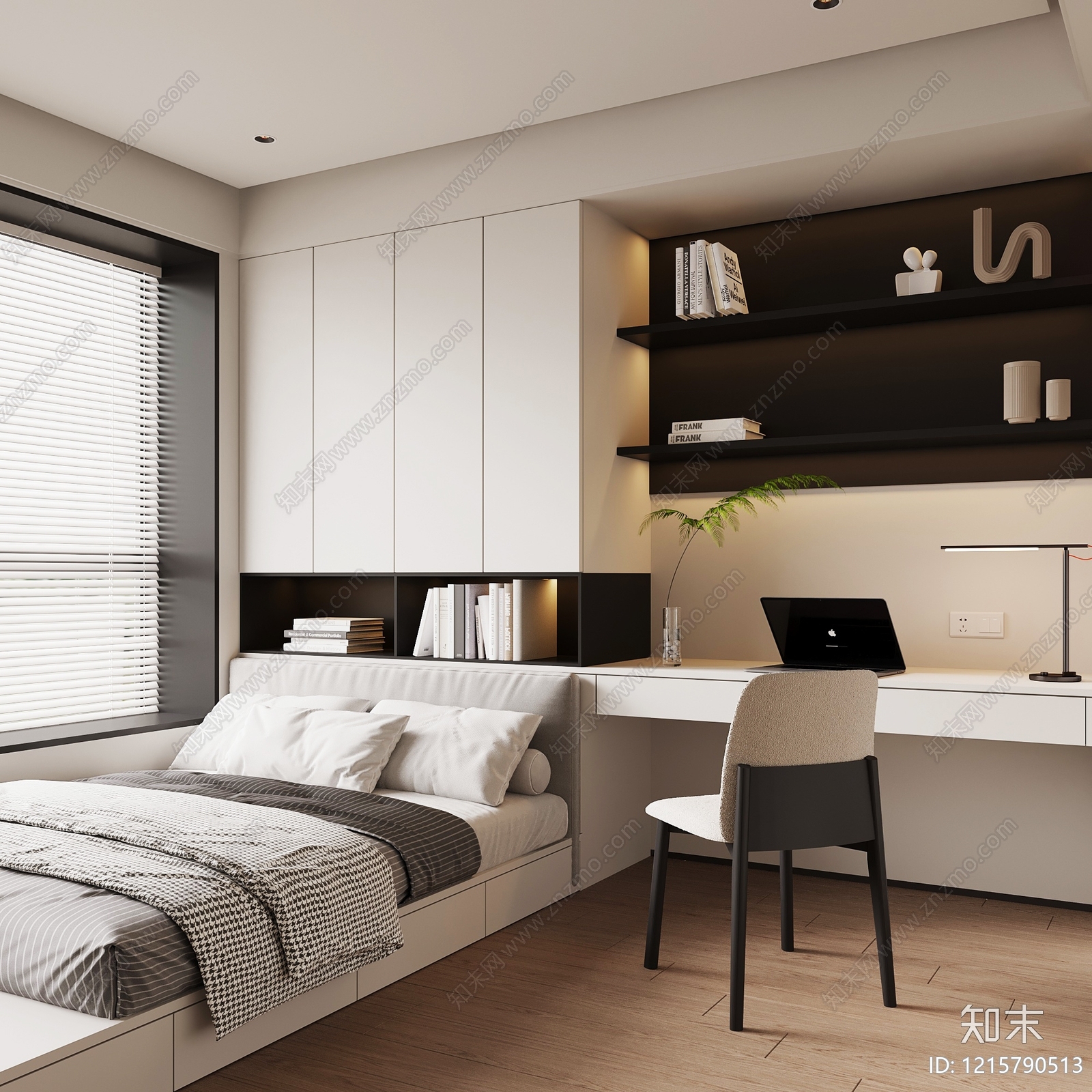 现代简约榻榻米卧室3D模型下载【ID:1215790513】