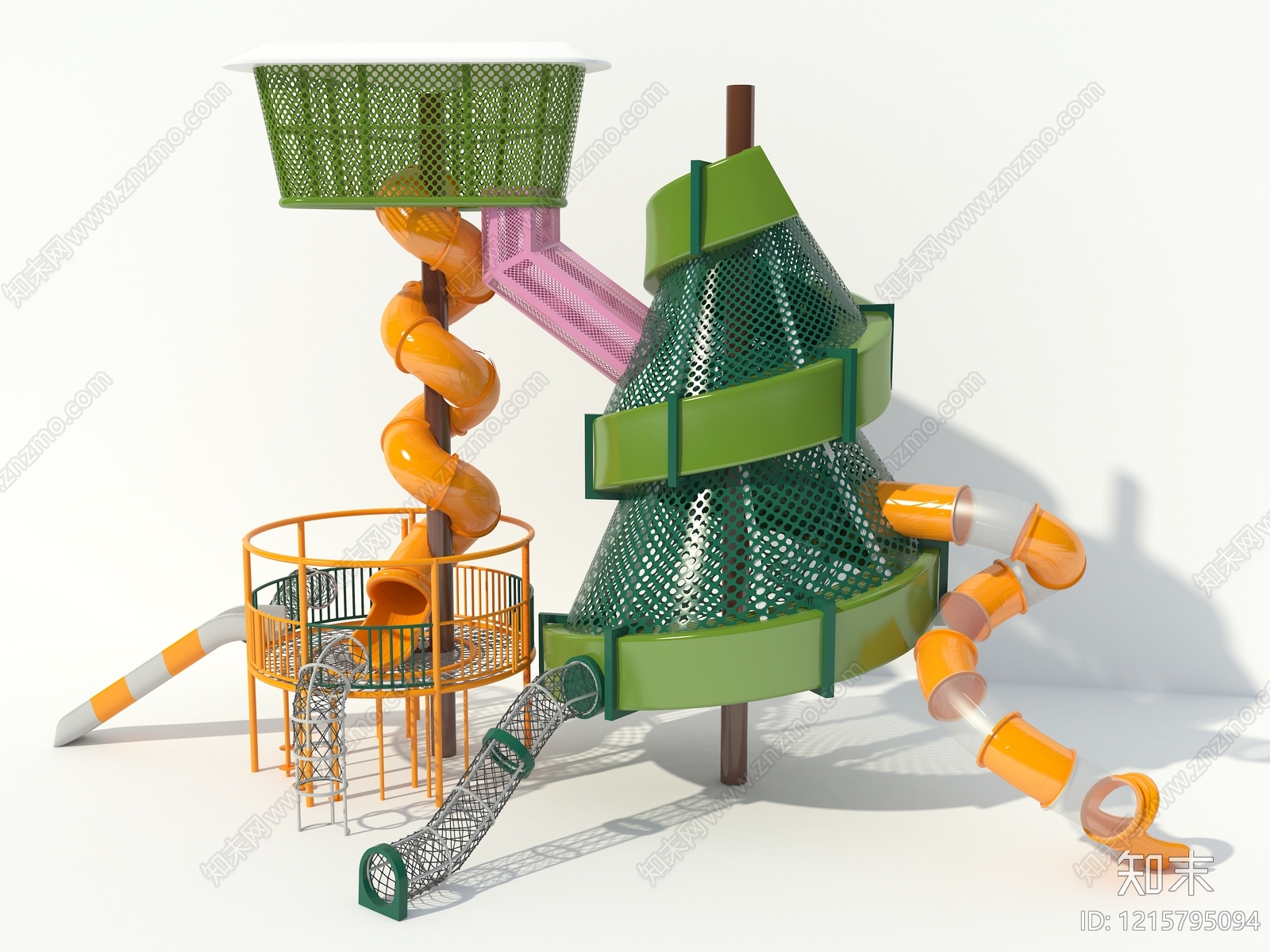 现代游乐设施风格儿童滑梯SU模型下载【ID:1215795094】