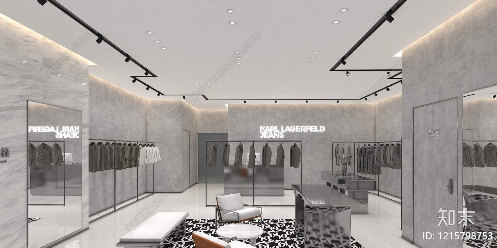 现代极简服装店3D模型下载【ID:1215798753】