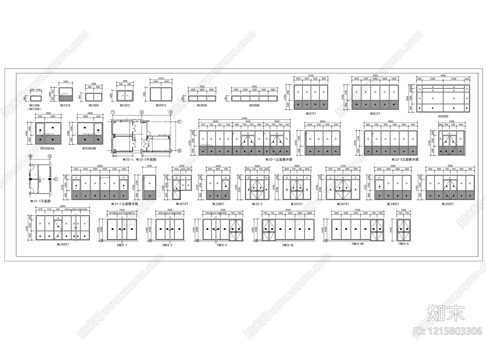门窗表模板施工图下载【ID:1215803306】