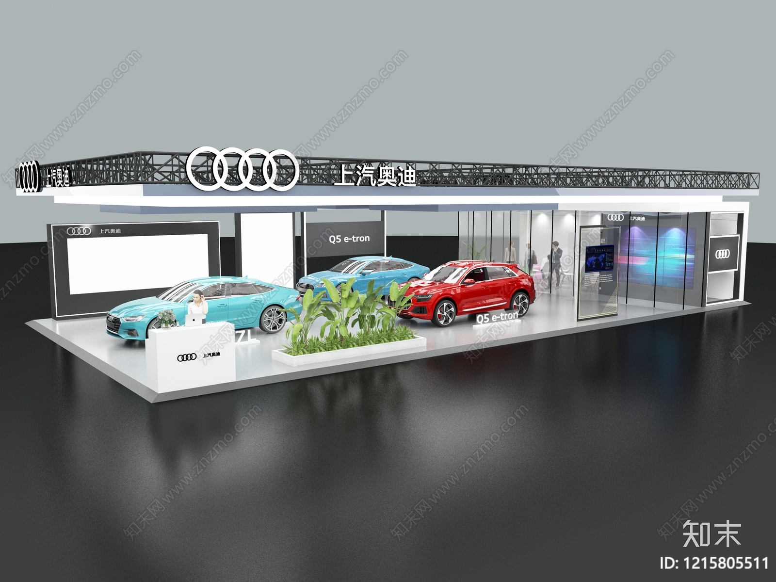 现代简约汽车展台3D模型渲染效果图