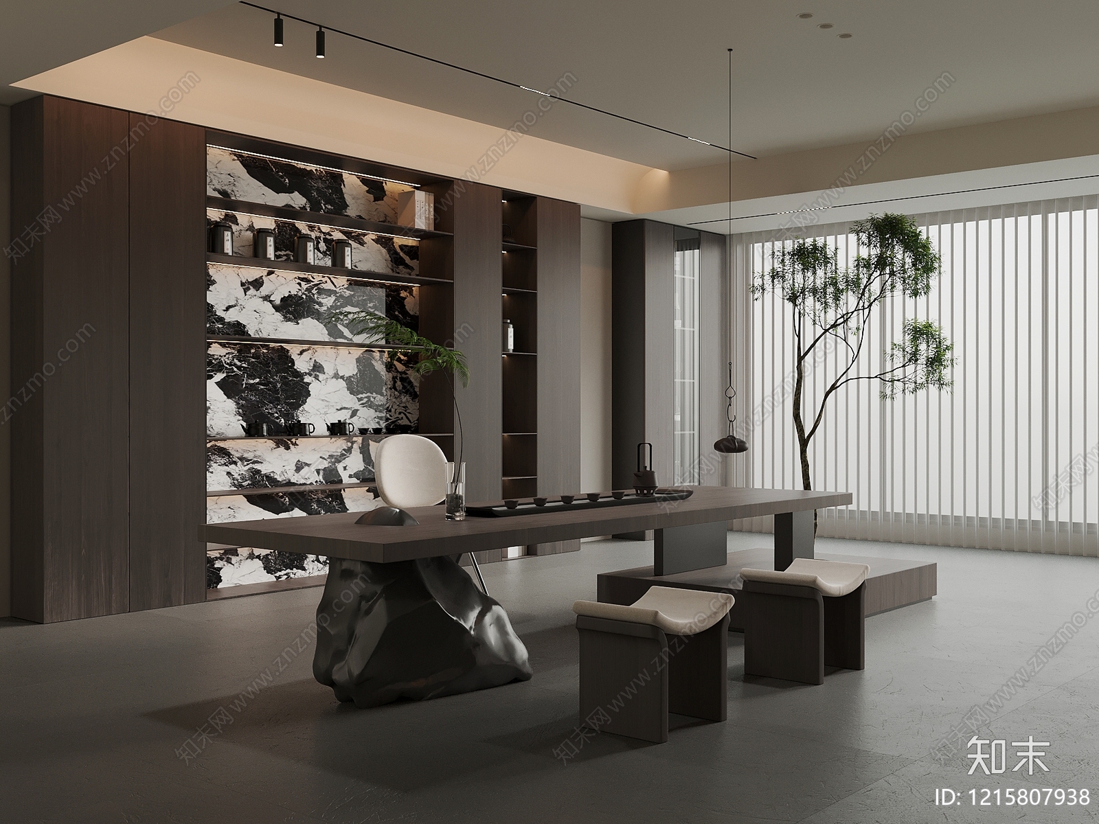 新中式茶室3D模型下载【ID:1215807938】