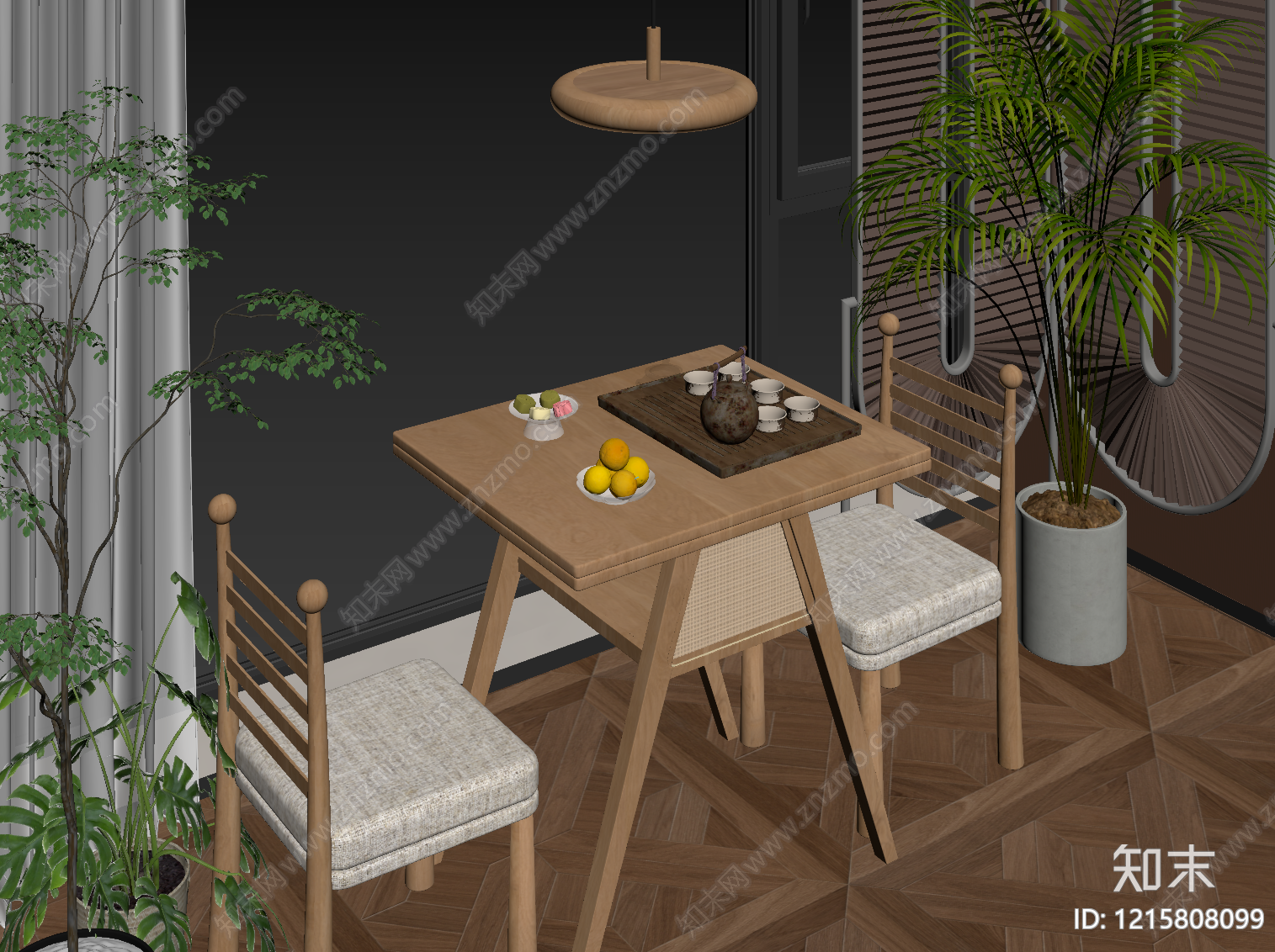 日式家居阳台SU模型下载【ID:1215808099】