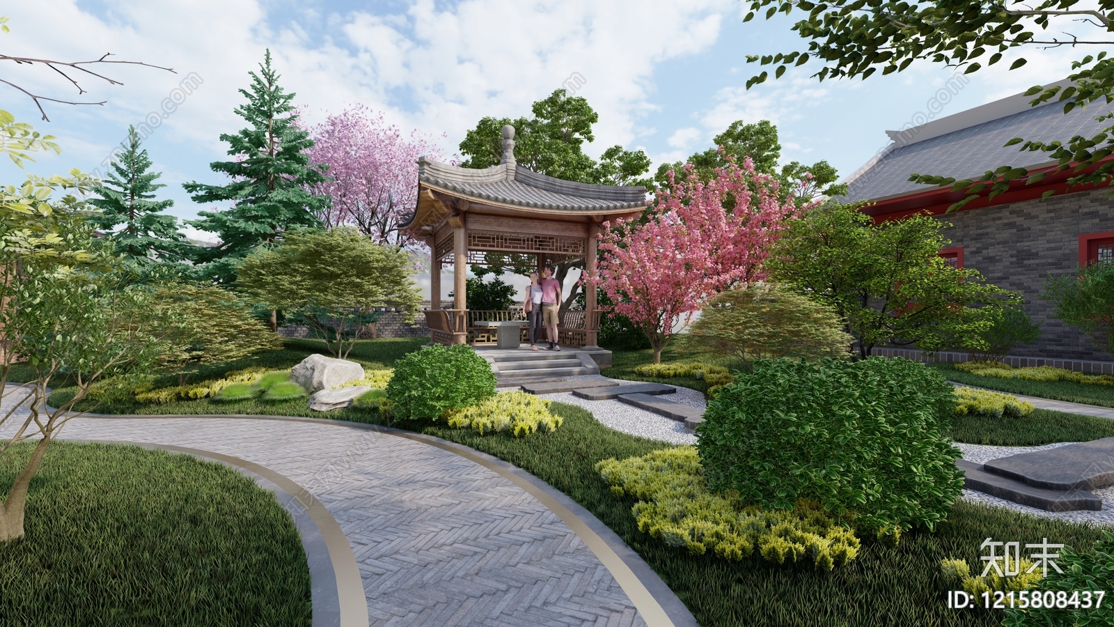 新中式景观乡村庭院SU模型下载【ID:1215808437】