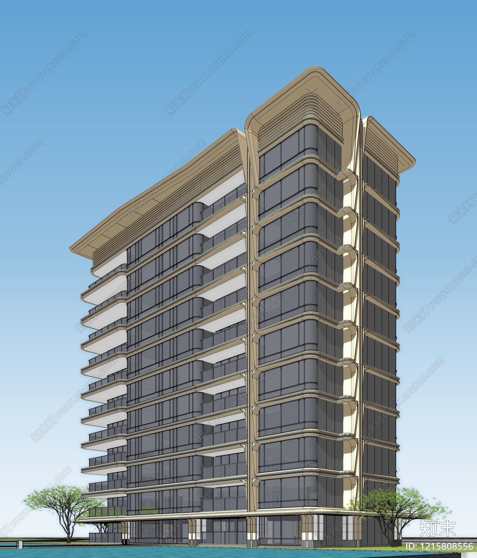 现代小高层住宅楼SU模型下载【ID:1215808556】