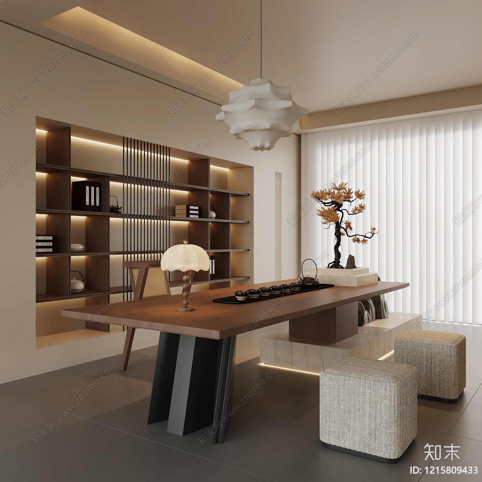 新中式茶室SU模型下载【ID:1215809433】