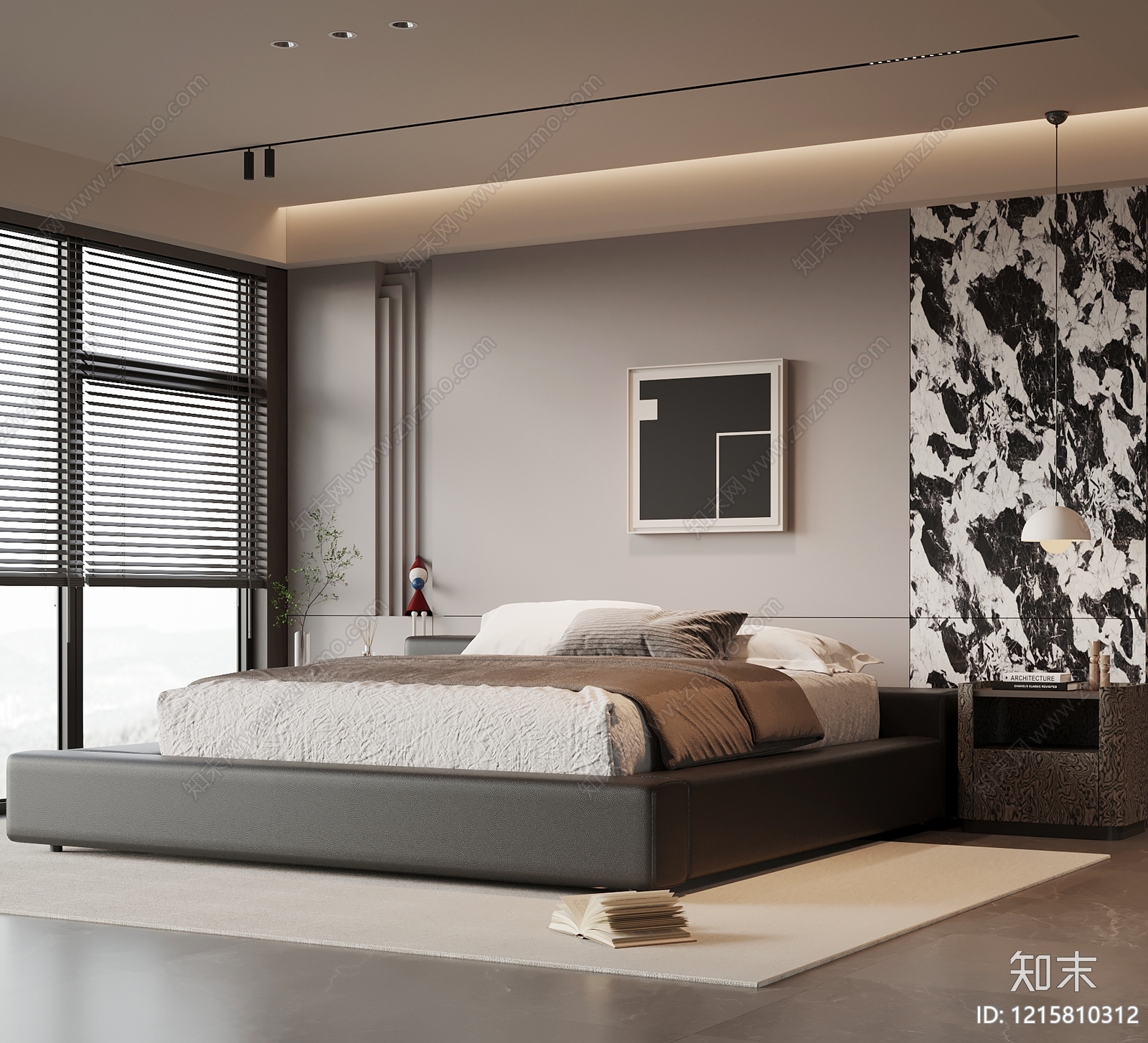 现代极简主卧3D模型下载【ID:1215810312】