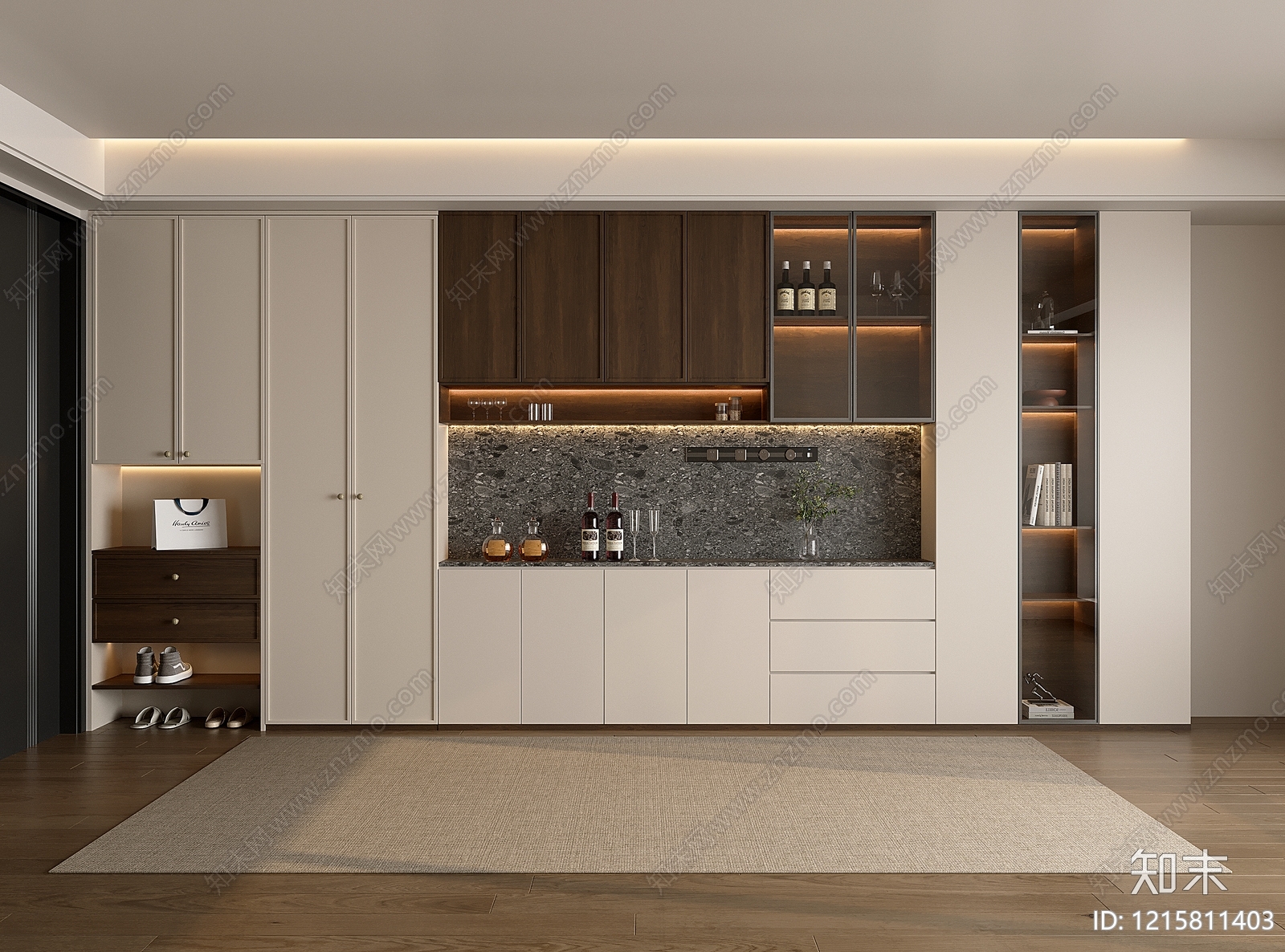 现代简约酒柜3D模型下载【ID:1215811403】