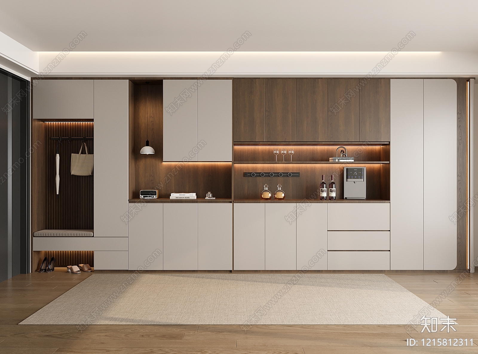 现代简约酒柜3D模型下载【ID:1215812311】