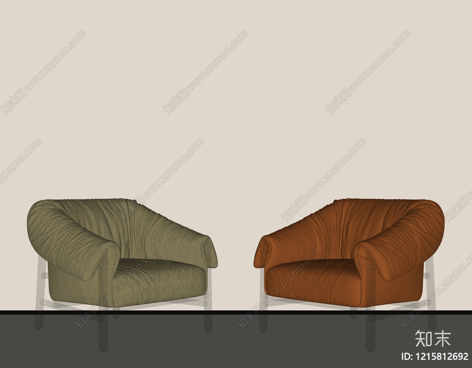 现代简约单人沙发SU模型下载【ID:1215812692】