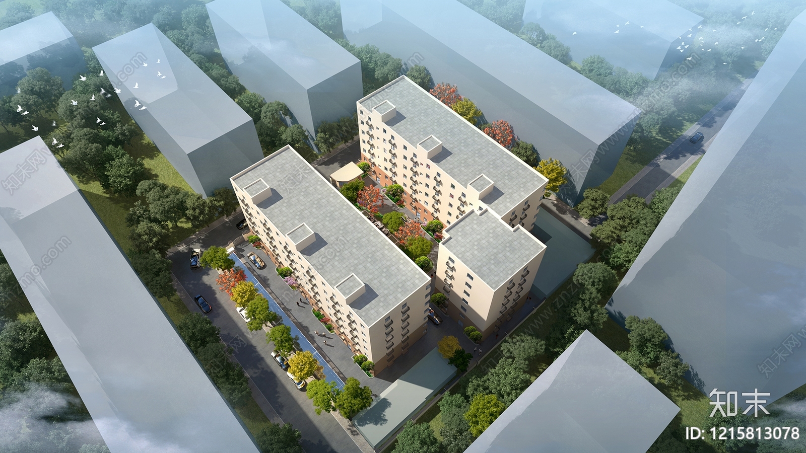 现代简约多层住宅楼3D模型下载【ID:1215813078】