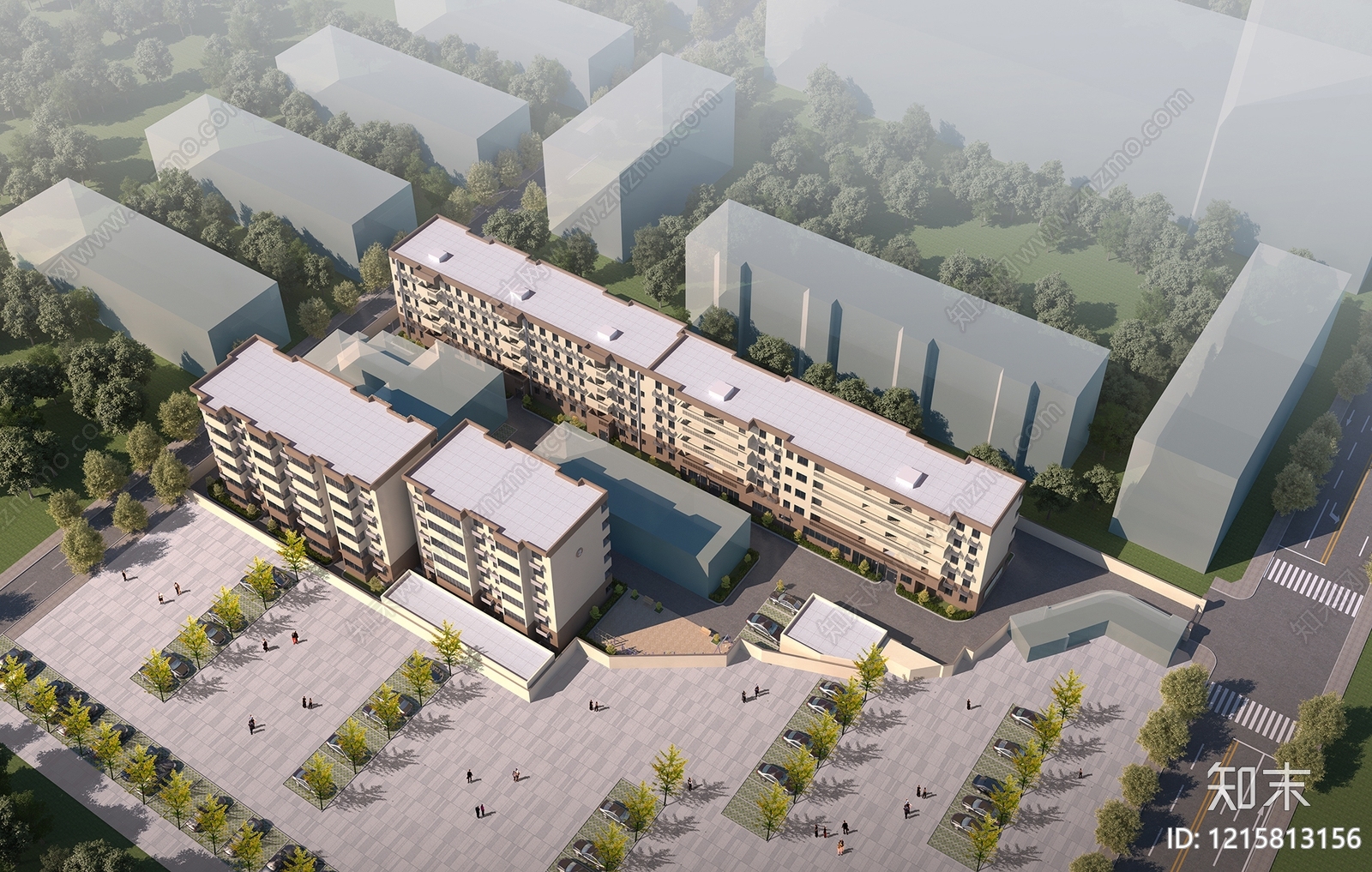 现代简约多层住宅楼3D模型下载【ID:1215813156】