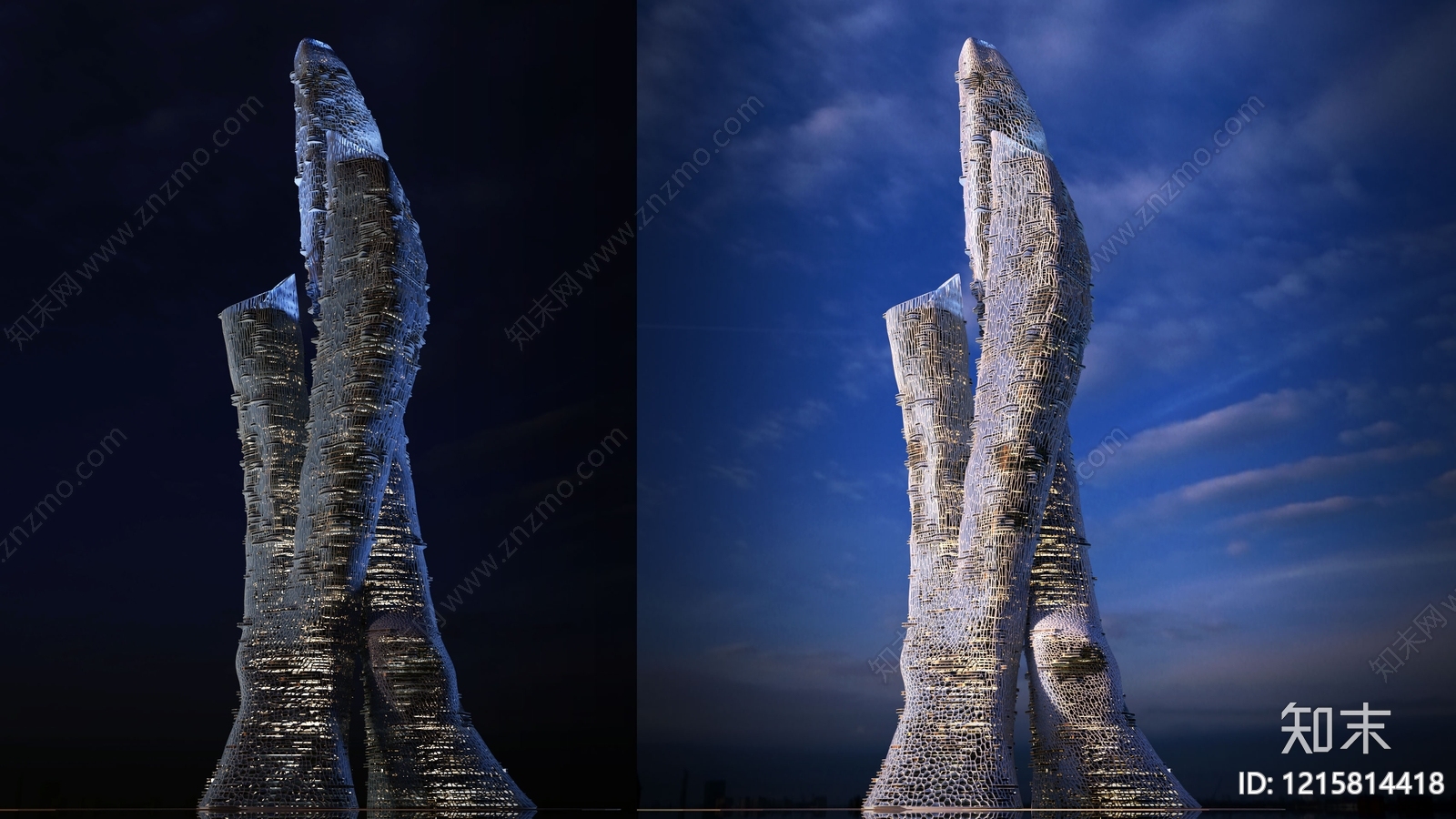 参数化设计办公楼3D模型下载【ID:1215814418】