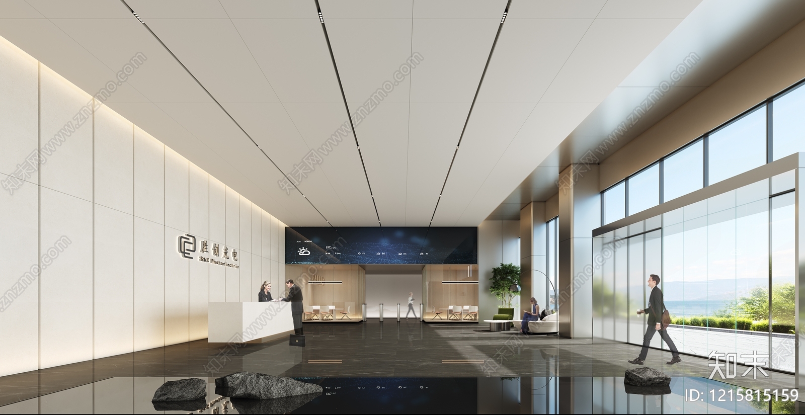 现代极简办公大厅3D模型下载【ID:1215815159】