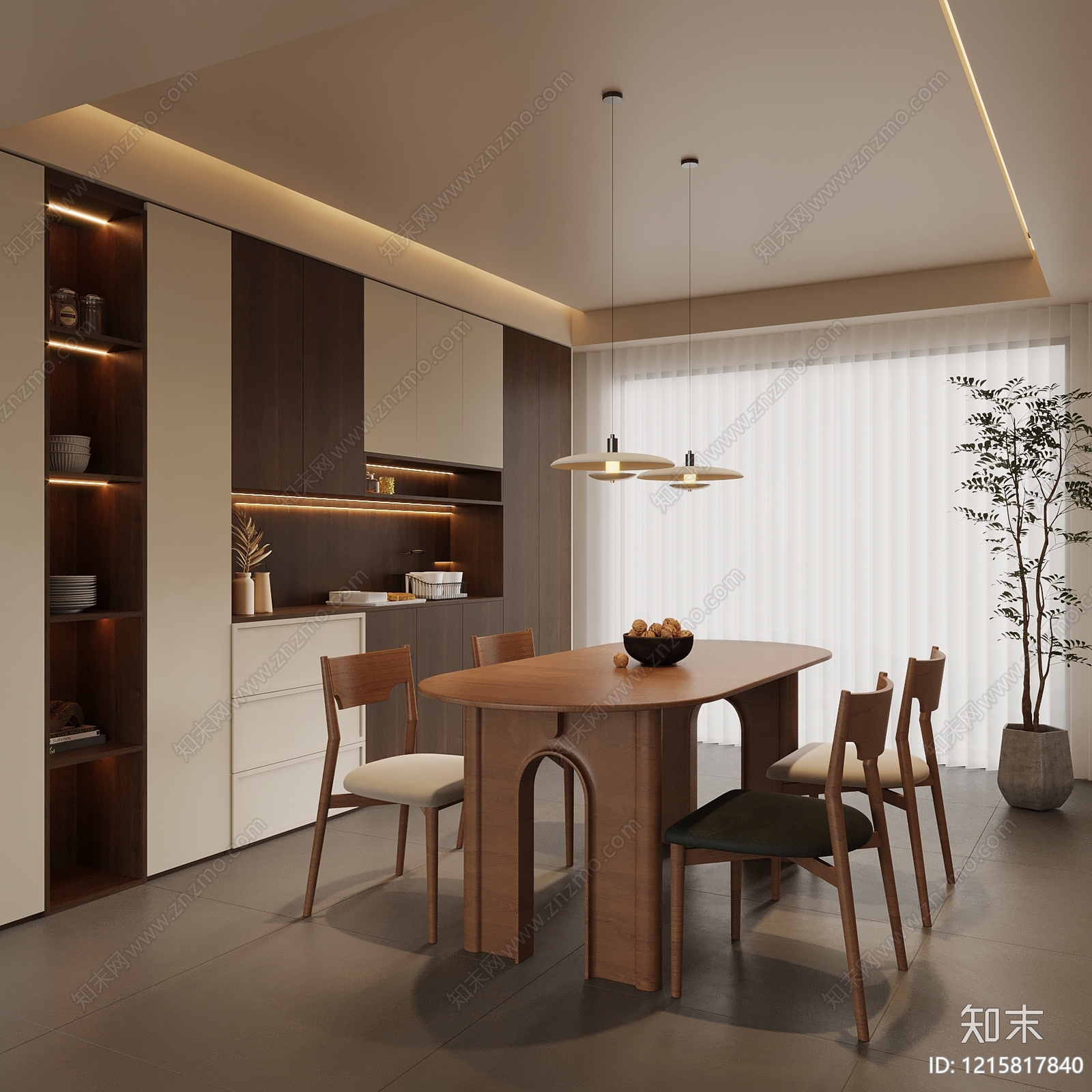 中古风家居餐厅SU模型下载【ID:1215817840】