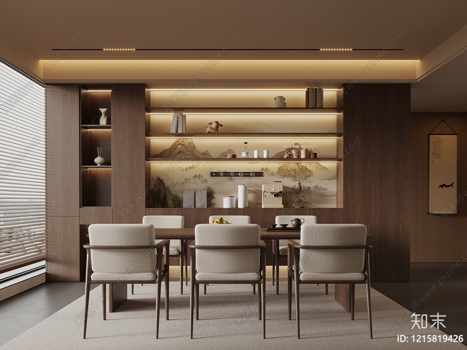 新中式家居餐厅SU模型下载【ID:1215819426】
