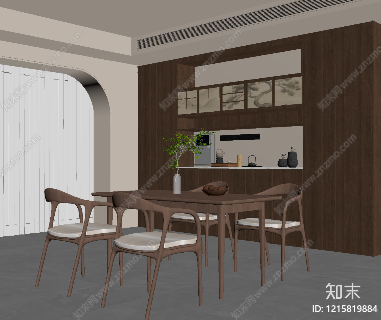 新中式家居餐厅SU模型下载【ID:1215819884】