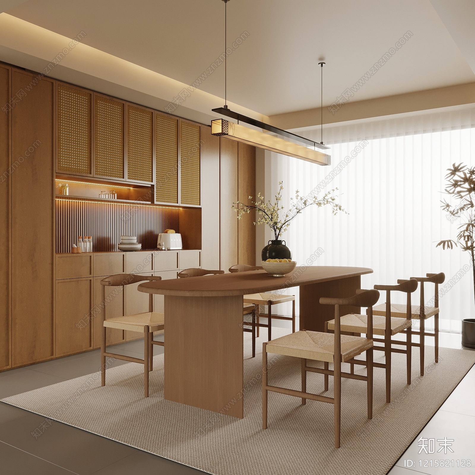 新中式家居餐厅SU模型下载【ID:1215821128】