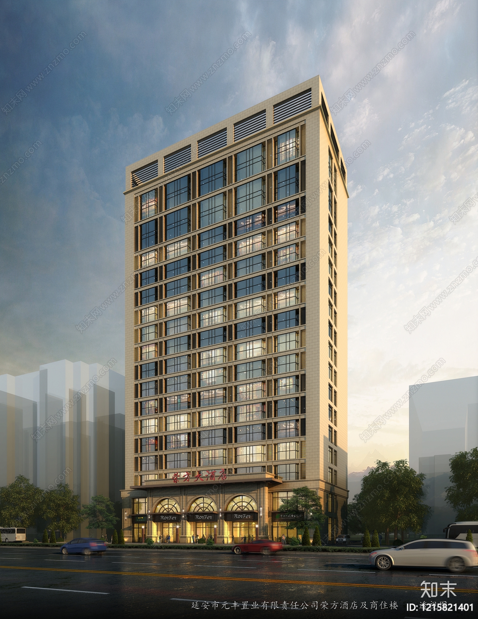 新古典主义酒店外观3D模型下载【ID:1215821401】