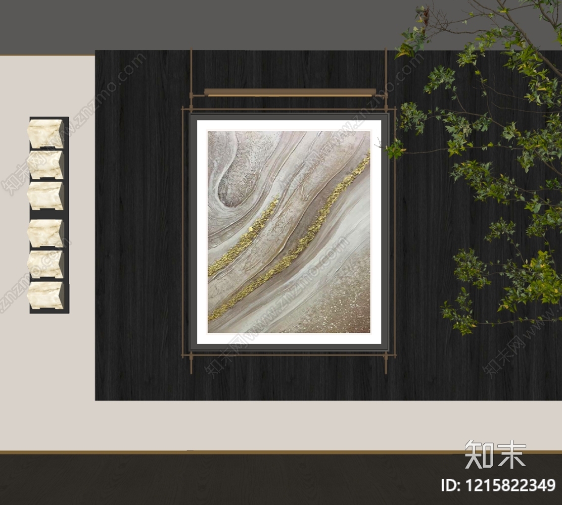 新中式挂画SU模型下载【ID:1215822349】