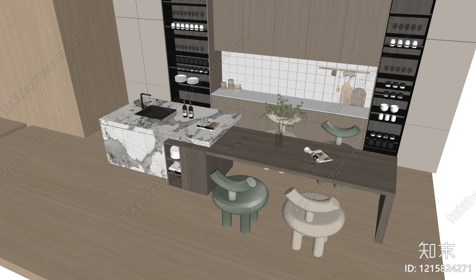 现代餐桌椅SU模型下载【ID:1215824271】