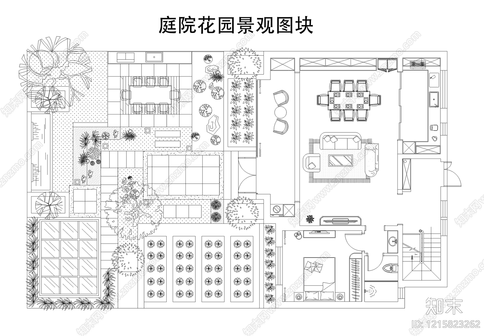 现代庭院施工图下载【ID:1215823262】