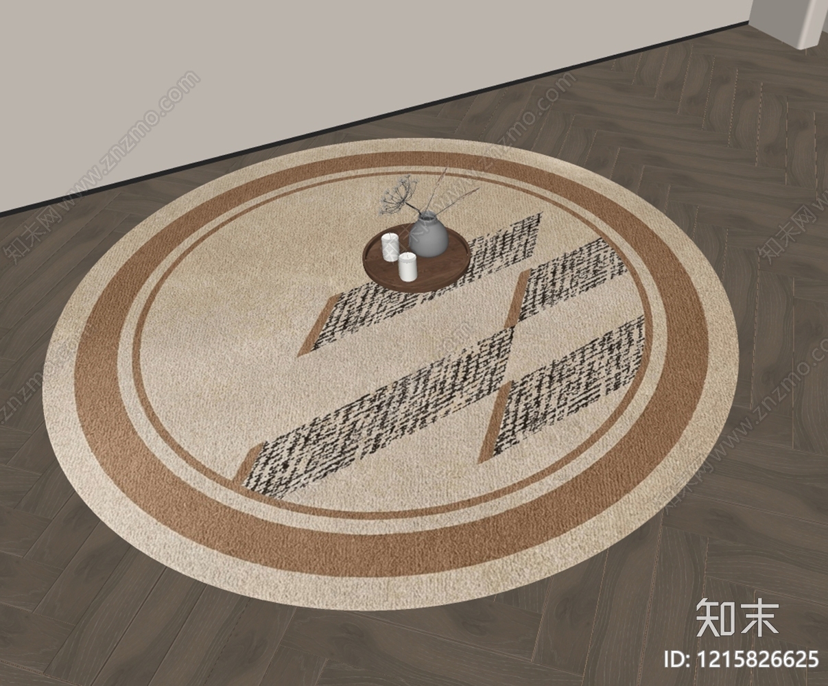 现代简约圆形地毯SU模型下载【ID:1215826625】