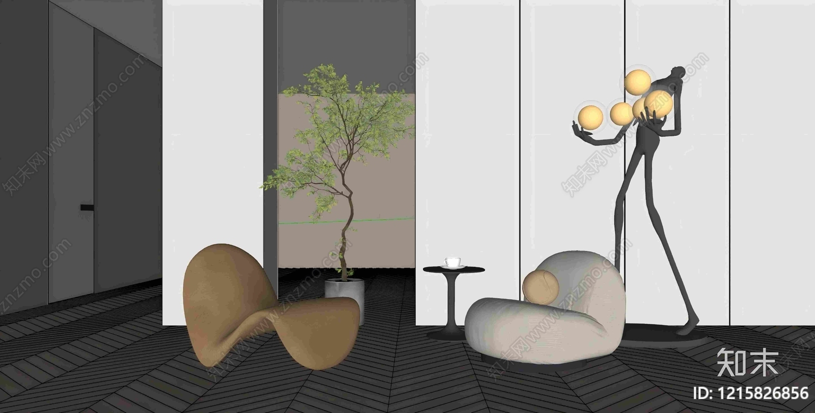 现代休闲椅SU模型下载【ID:1215826856】