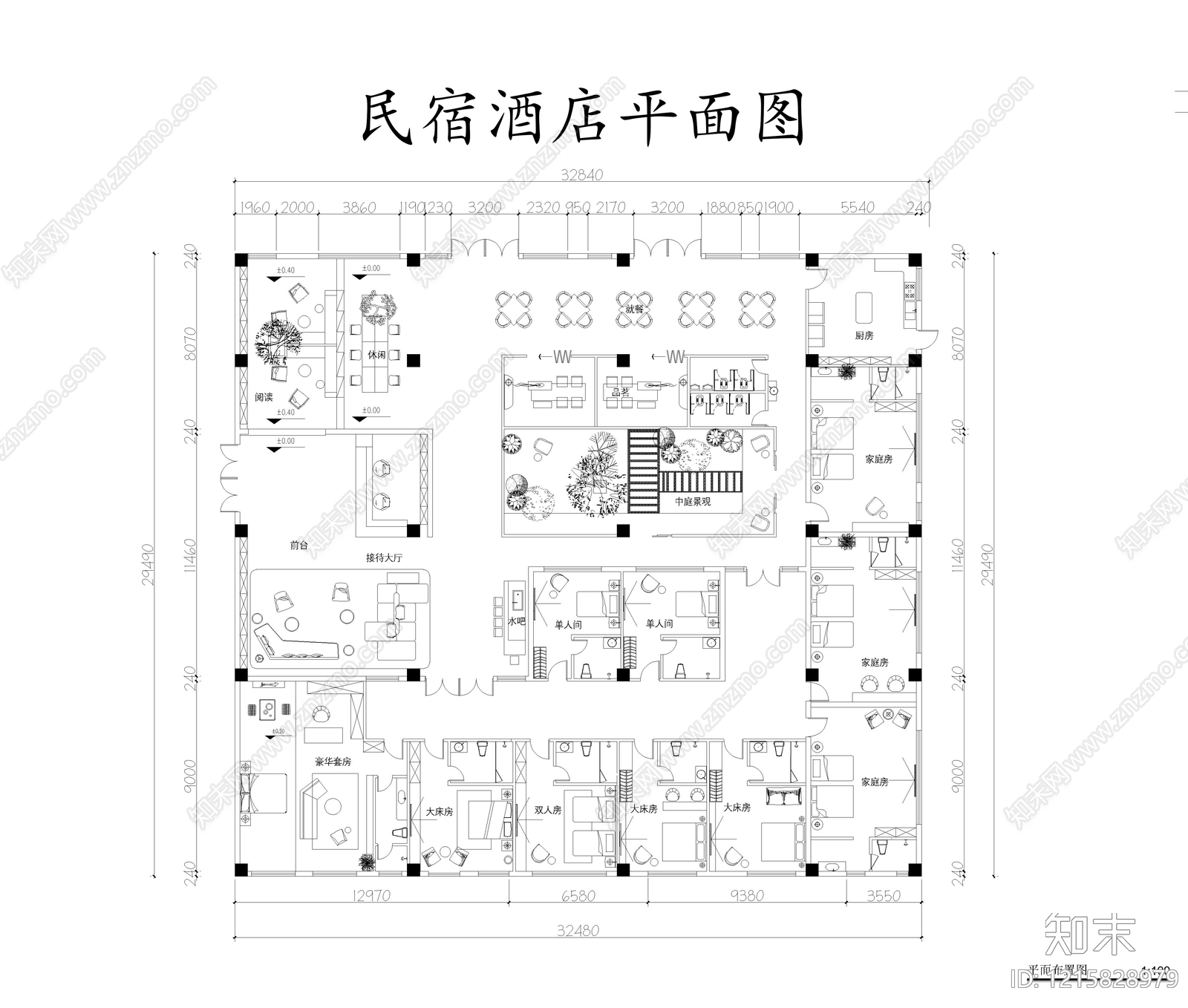 现代新中式民宿建筑施工图下载【ID:1215828979】